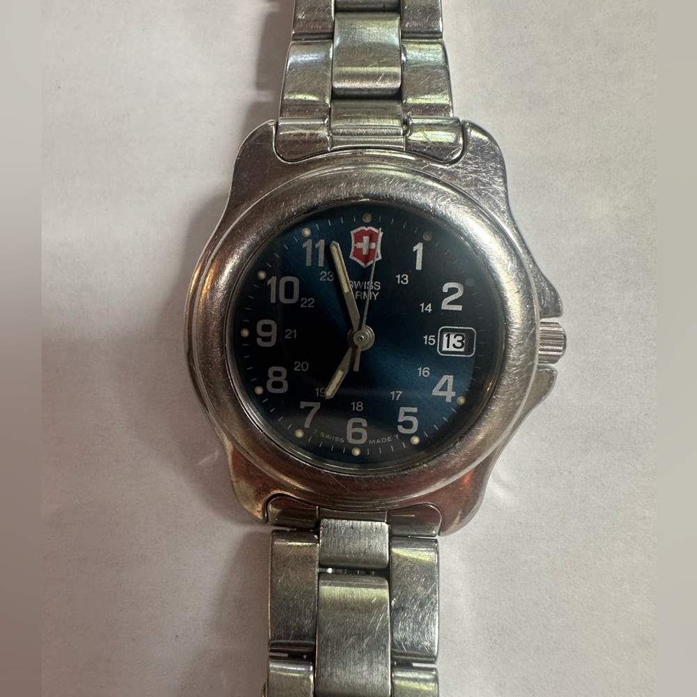 Victorinox Silver and Dark Blue Timepiece